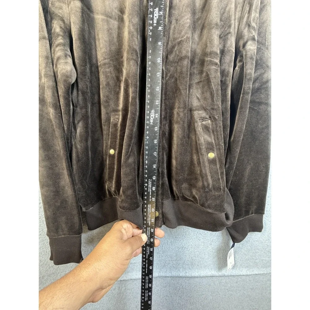 Chaps Jacket Mens Large Brown Central Park Velvet Bomber Snap Front Casual